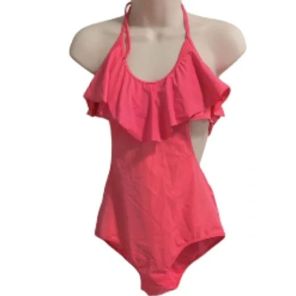 VICTORIAS SECRET Cut Out One Piece Ruffled Swimsuit Salamander Pink Women Medium